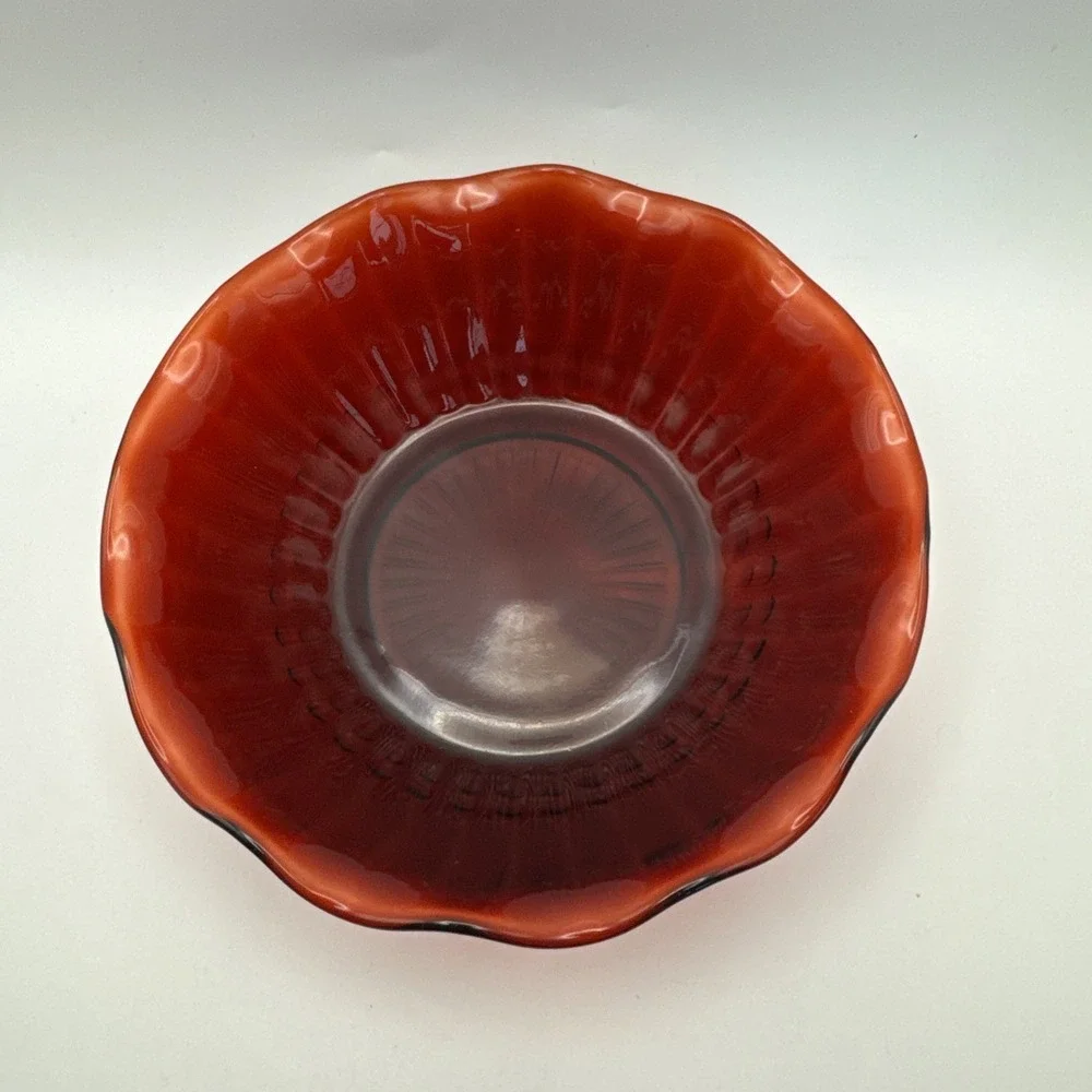 Ruby‎ Red scalloped edge bowl 6.5 inches